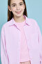 Girl's Pink Ribbed Top & Striped Shirt Set - 5