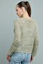 Women's Green Open-Work Top with Crew Neck and Long Sleeves - 4
