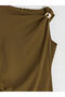 Lcw Vision Khaki Boat Neck Ruched Crepe Dress - 7