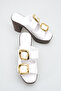 Lara Laurent White Women's Buckle Detailed Double Strap Stylish Comfortable Casual Platform High Thick Heeled Slippers - 3