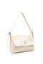 Wrinkled Textured Cream Shk302 Faux Leather, Single Compartment with Snap Fasteners, Hand, Arm and Shoulder Bag - 2
