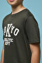 Boy's Green Printed T-Shirt with Crew Neck and Short Sleeves - 5