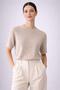 Beige Women's Seasonal Wool Blend Short Sleeve Knitwear Blouse