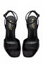 Black Satin Ankle Strap Single Strap Heeled Women's Sandals - 3