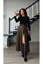 Brown Double Belted Slit Skirt