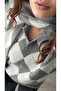 Gray-Ecru Polo Collar Knitted Sweater with Scarf - 7