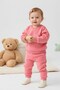 Baby Girl Powder Pink Tracksuit Set Cotton Soft Textured Long Sleeve Sweatshirt Elasticated Pants - 2