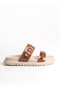 Tan Patent Leather Double-Strapped Comfortable Women's Slippers - 5
