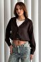 Women's Brown Basic Body Detailed Shirt with Necklace - 2