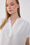 V-Neck Crinkle Fabric Blouse - 6