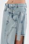 Women's Denim Fabric Long Skirt with Mini Skirt Look on the Side - 7