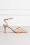 New Season Women's Stiletto Pearl Heeled Shoes Beige Wrinkled Heel 7cm