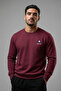 Men's Chest Lettering Printed Burgundy Sweatshirt