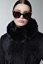 Black Coat with Fur Collar, Buttons and Belt Detail 13830 - 4
