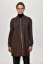 Textured Zipper Detailed Brown Jacket 0164