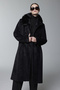 Black Coat with Fur Collar, Buttons and Belt Detail 13830 - 7