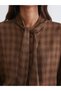 Trendlucky with a Difference in Color Scarf Collar Plaid Women's Shirt - 3