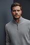 Interview Zippered Half Turtleneck Woolen Gray Knitwear Sweater - 2