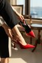 Dolipa Red Patent Leather Side Buckle (8 cm) Pointed Toe Heeled Shoes - 5