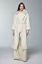 Fur Collar Detailed Belted Vanilla Coat 14086