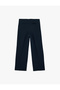 Straight Wide Leg Fabric Trousers with Pockets and Stripe Detail on the Sides - 4