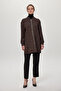 Textured Zipper Detailed Brown Jacket 0164 - 4