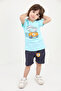 Boys' 2-Piece Set: Printed Crew Neck T-Shirt & Elastic Waist Shorts