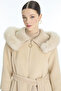 Beige Coat with Collar Detail and Belt 13962 - 6