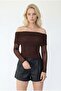 Madonna Collar Long Sleeve Ultra Light Knitted Blouse Av1552 - 5