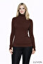 Brown Turtleneck Finger Detailed Premium Savior Body Sweater - 7