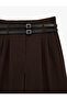 Loose-Fit Pocketed Pleated Belt Detailed Palazzo Trousers - 5