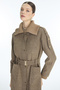 Belted Mink Coat with Collar and Pocket Detail 13963 - 4