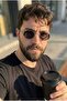 Men's Metal Framed Ellipse Sunglasses Uv400 Silver Black