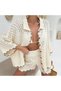 Button-Front Women's Shirt and Short Shorts Holey Lace-Like Knit Summer Beach Set. - 6
