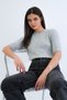 Gray Crew Neck Stone Button Detailed Three Quarter Sleeve Wool Blend Knitwear Blouse Alc-X15284 - 3