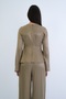 Khaki Degaje Collar Flounce Back Zipper Viscose Woven Blouse Alc-X15251 - 5