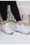 Leonda White Knitwear Women's Sports Shoes - 3