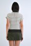 Ecru-Khaki Stand Collar Zippered Half Sleeve Ottoban Blouse Alc-X15295 - 6