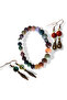 Indian Agate & Red Jasper Natural Stone 3-Piece Women's Jewelry Set – Bracelet & Dangle Earrings