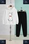 Children's Unisex Cat Black Pencil Pink Ribbon 3-Piece Hooded Tracksuit Set - 2