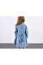 Blue Embroidered Collar Detailed Children's Dress - 2