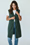 Women's Long Lace Vest with Three Button Pockets on the Front - 2