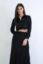 Black Wide Cuff Crop Satin Shirt Alc-X15264
