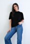 Black Crew Neck Oversize T-Shirt Alc-X15262 - 3