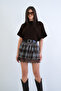 Brown Leather Belted Layered Ruffled Zippered Woven Skirt Alc-X15257 - 4