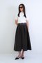 Bitter Brown Thick Belted Zippered Slit Detailed Pleated Midi Length Taffeta Skirt Alc-X15258 - 6