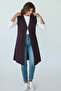 Women's Long Lace Vest with Three Button Pockets on the Front - 3