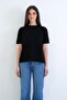 Black Crew Neck Oversize T-Shirt Alc-X15262 - 4