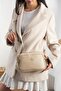 Women's Beige Soft Faux Leather Multi-Compartment Crossbody Bag