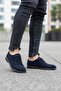 Men's Navy Blue Suede Lace-Up Comfortable Guaranteed Orthopedic Daily Casual Shoes
